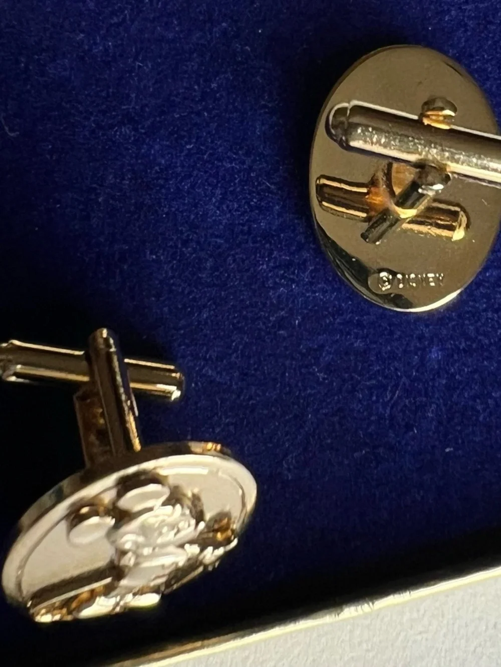 Vintage Oval Disney Mickey Mouse Gold Tone Cufflinks